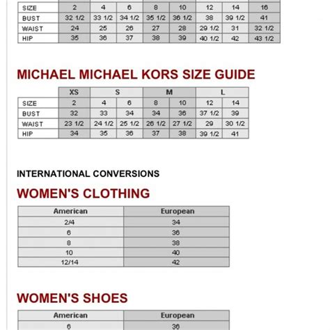 michael kors women's size chart|Michael Kors sneakers size chart.